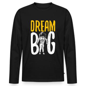 Astronaute Dream Big Planet Raumfahrer - T-shirt manches longues Premium bio Homme - noir - Devant - Nico (187cm)