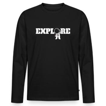 Astronaut Explore Planet Raumschiff - Männer Premium Bio Langarmshirt - Schwarz - Vorne - Nico (187cm)