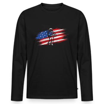 Astronaut of the USA Planet - Men's Premium Organic Long Sleeve Shirt - black - Front - Nico (187cm)