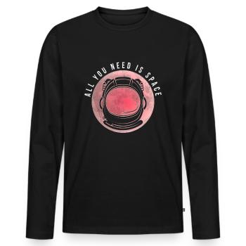 Astronaut All you need is Space - Men's Premium Organic Long Sleeve Shirt - black - Front - Nico (187cm)