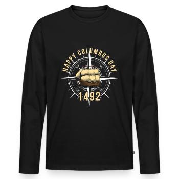 Jour de Christophe Colomb - T-shirt manches longues Premium bio Homme - noir - Devant - Nico (187cm)