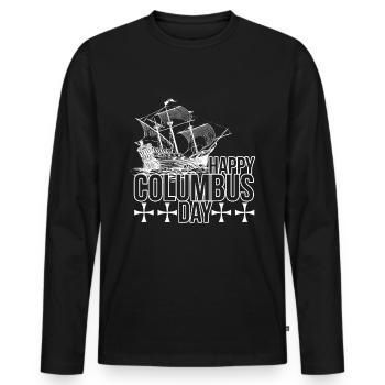 Jour de Christophe Colomb - T-shirt manches longues Premium bio Homme - noir - Devant - Nico (187cm)