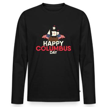 Jour de Christophe Colomb - T-shirt manches longues Premium bio Homme - noir - Devant - Nico (187cm)