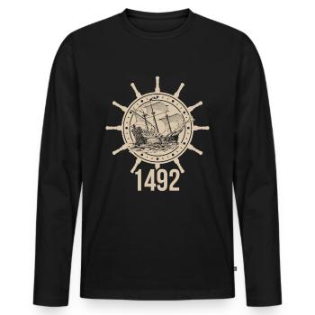 Columbus Day - Männer Premium Bio Langarmshirt - Schwarz - Vorne - Nico (187cm)