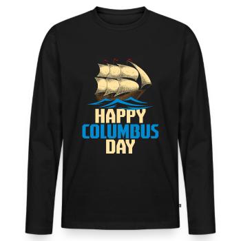 Columbus Day - Männer Premium Bio Langarmshirt - Schwarz - Vorne - Nico (187cm)