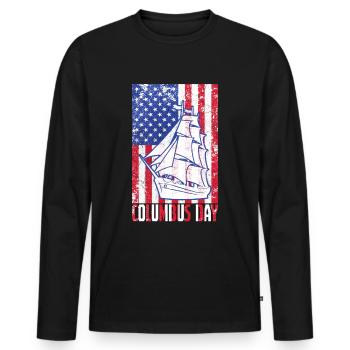 Jour de Christophe Colomb - T-shirt manches longues Premium bio Homme - noir - Devant - Nico (187cm)