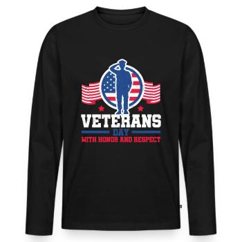 Veterans Day Vintage Memorial Day Freedom - Männer Premium Bio Langarmshirt - Schwarz - Vorne - Nico (187cm)