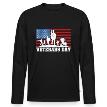 Veterans Day Vintage Memorial Day Freedom - Männer Premium Bio Langarmshirt - Schwarz - Vorne - Nico (187cm)