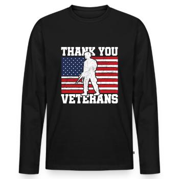 Veterans Day Vintage Memorial Day Freedom - Männer Premium Bio Langarmshirt - Schwarz - Vorne - Nico (187cm)