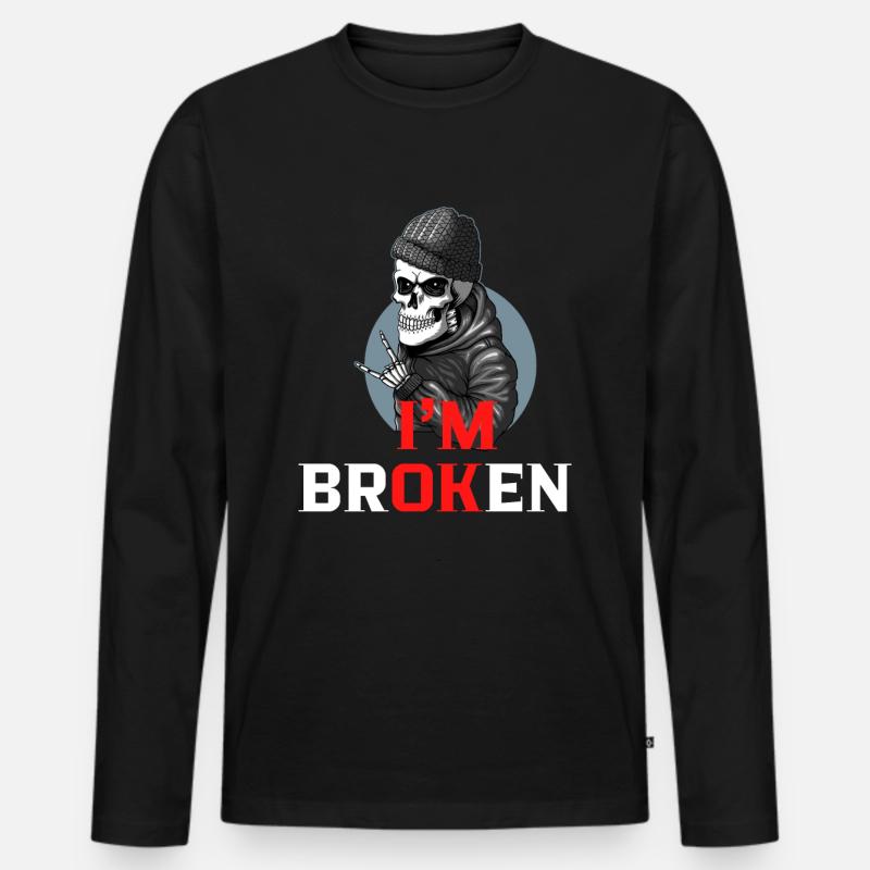 I am Broken - Männer Premium Bio Langarmshirt - Schwarz