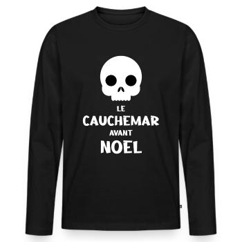 Le cauchemar avant le Noël - T-shirt manches longues Premium bio Homme - noir - Devant - Nico (187cm)