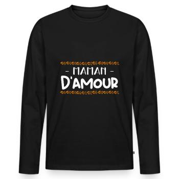 maman d'amour - T-shirt manches longues Premium bio Homme - noir - Devant - Nico (187cm)