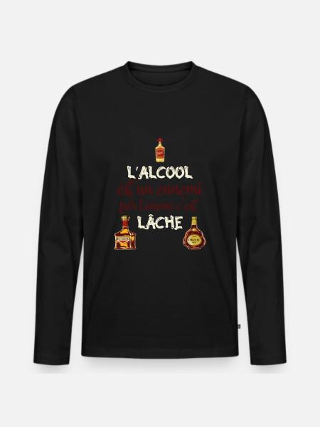 L'alcool est un ennemi - T-shirt manches longues Premium bio Homme - noir