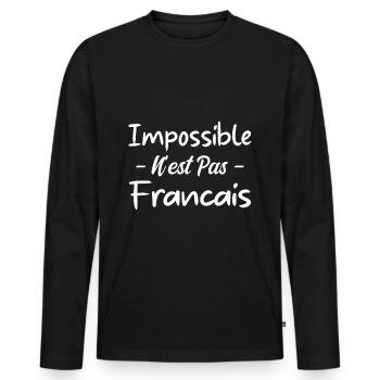 Impossible n est pas francais - T-shirt manches longues Premium bio Homme - noir - Devant - Nico (187cm)