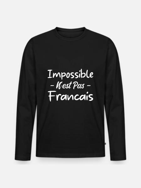 Impossible n est pas francais - T-shirt manches longues Premium bio Homme - noir
