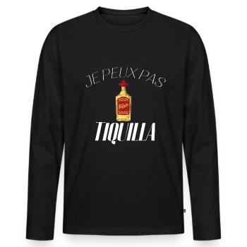 Je peux pas j'ai Tequila - T-shirt manches longues Premium bio Homme - noir - Devant - Nico (187cm)