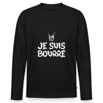 surprise je suis bourré - T-shirt manches longues Premium bio Homme - noir - Devant - Nico (187cm)