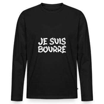 surprise je suis bourré - T-shirt manches longues Premium bio Homme - noir - Devant - Nico (187cm)