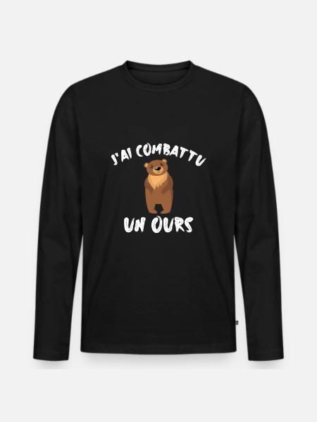 Je combattais un ours - T-shirt manches longues Premium bio Homme - noir