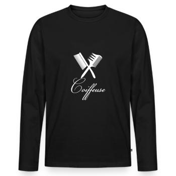 je suis coiffeuse - T-shirt manches longues Premium bio Homme - noir - Devant - Nico (187cm)