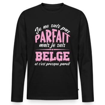 Je ne suis pas parfaite mais je suis Belge - T-shirt manches longues Premium bio Homme - noir - Devant - Nico (187cm)