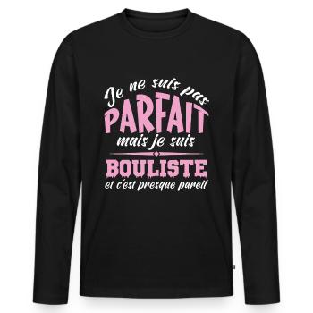 je ne suis pas parfait mais je suis bouliste - T-shirt manches longues Premium bio Homme - noir - Devant - Nico (187cm)