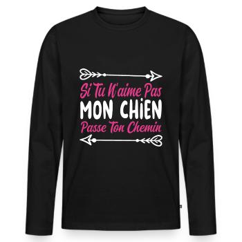 Si tu n’aimes pas mon chien - T-shirt manches longues Premium bio Homme - noir - Devant - Nico (187cm)