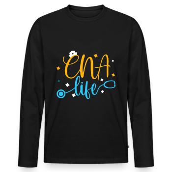 Tenue d’infirmière certifiée - T-shirt manches longues Premium bio Homme - noir - Devant - Nico (187cm)