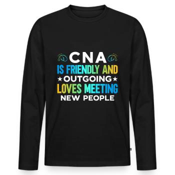 CNA Mama dans la maison de soins infirmiers - T-shirt manches longues Premium bio Homme - noir - Devant - Nico (187cm)