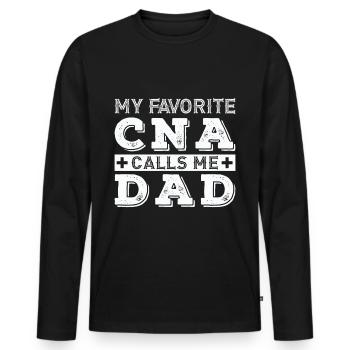 Mon AIIC préféré m’appelle papa - T-shirt manches longues Premium bio Homme - noir - Devant - Nico (187cm)