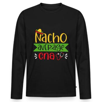 Maison de retraite infirmière motif vintage - T-shirt manches longues Premium bio Homme - noir - Devant - Nico (187cm)