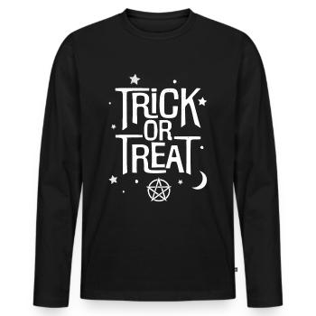 Trick or Treat - Men's Premium Organic Long Sleeve Shirt - black - Front - Nico (187cm)