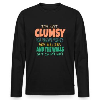 Ich bin nicht ungeschickt Lustige Sprüche Sarkastische Ideen Männer - Männer Premium Bio Langarmshirt - Schwarz - Vorne - Nico (187cm)