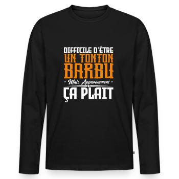 Tonton barbu, citations barbe, Idée cadeau oncle - T-shirt manches longues Premium bio Homme - noir - Devant - Nico (187cm)
