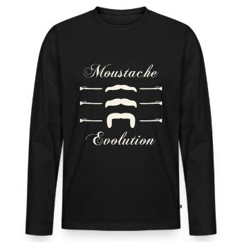 moustaches évolution, Idée cadeau d'élégance. - T-shirt manches longues Premium bio Homme - noir - Devant - Nico (187cm)