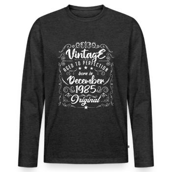 Vintage BORN IN DECEMBER 1985- anniversary gift. - T-shirt manches longues Premium bio Homme - anthracite chiné - Devant - Nico (187cm)