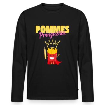 Pommes Prinzessin Fritten Kartoffel Spaß - Männer Premium Bio Langarmshirt - Schwarz - Vorne - Nico (187cm)
