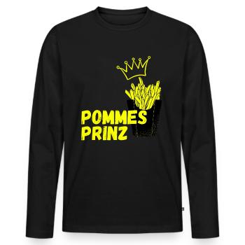Pommes Prinz Fritten Pommesliebe Kartoffel - Männer Premium Bio Langarmshirt - Schwarz - Vorne - Nico (187cm)