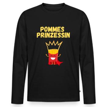 Pommes Prinzessin Fritten Kartoffel - Männer Premium Bio Langarmshirt - Schwarz - Vorne - Nico (187cm)