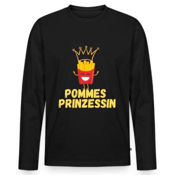 Pommes Prinzessin Fritten Kartoffel Prinzessin Fun - Männer Premium Bio Langarmshirt - Schwarz - Vorne - Nico (187cm)
