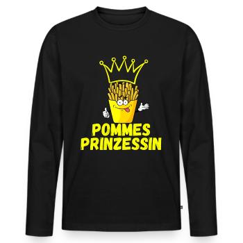 Pommes Prinzessin Kartoffel Pommeskrone - Männer Premium Bio Langarmshirt - Schwarz - Vorne - Nico (187cm)
