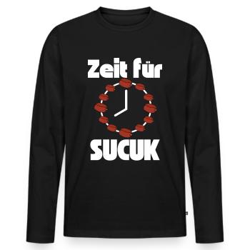 Zeit für Sucuk türkische Wurst Knoblauchwurst - Männer Premium Bio Langarmshirt - Schwarz - Vorne - Nico (187cm)