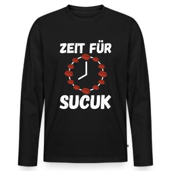 Zeit für Sucuk türkische Wurst Knoblauchwurst - Männer Premium Bio Langarmshirt - Schwarz - Vorne - Nico (187cm)