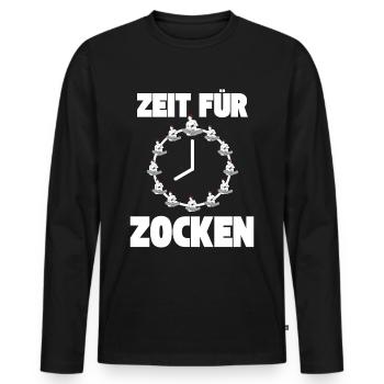 Zeit für Zocken Gamer Nerd Videospiele - Männer Premium Bio Langarmshirt - Schwarz - Vorne - Nico (187cm)