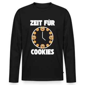 Zeit für Cookies Kekse Gebäck Plätzchen - Männer Premium Bio Langarmshirt - Schwarz - Vorne - Nico (187cm)