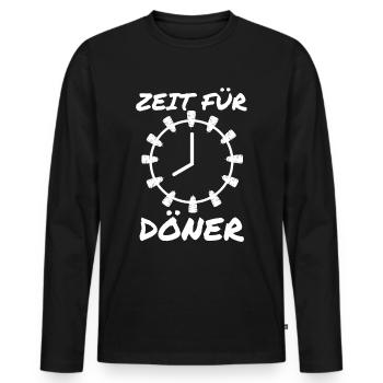 Zeit für Döner Kebab Drehfleisch Dönertasche - Männer Premium Bio Langarmshirt - Schwarz - Vorne - Nico (187cm)