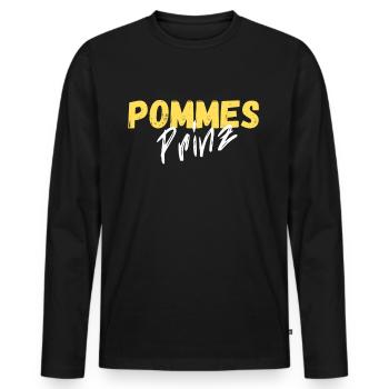 Pommes Prinz Fritten Kartoffel Geschenk - Männer Premium Bio Langarmshirt - Schwarz - Vorne - Nico (187cm)