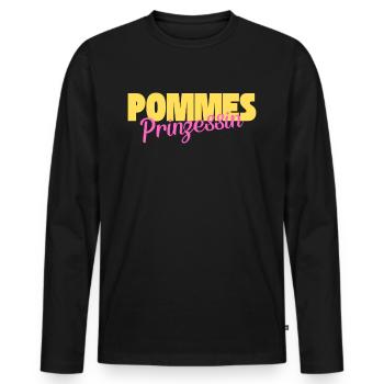 Pommes Prinzessin Kartoffel Fritten - Männer Premium Bio Langarmshirt - Schwarz - Vorne - Nico (187cm)