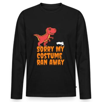 Halloween Kostüm rennt weg Dino - Männer Premium Bio Langarmshirt - Schwarz - Vorne - Nico (187cm)