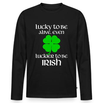 St. Patrick's Day Irish Pub Happiness - Men's Premium Organic Long Sleeve Shirt - black - Front - Nico (187cm)
